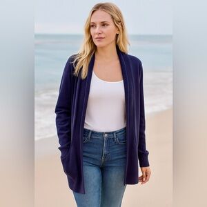 Chloe + Jasmine Women's Navy Open Front Cardigan with Pockets - Sz XL!